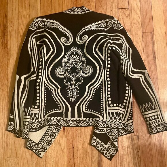 Etro Pattern Wool Blend Stretchy Sweater Open Cardigan Women's 42 Pockets - Picture 7 of 8